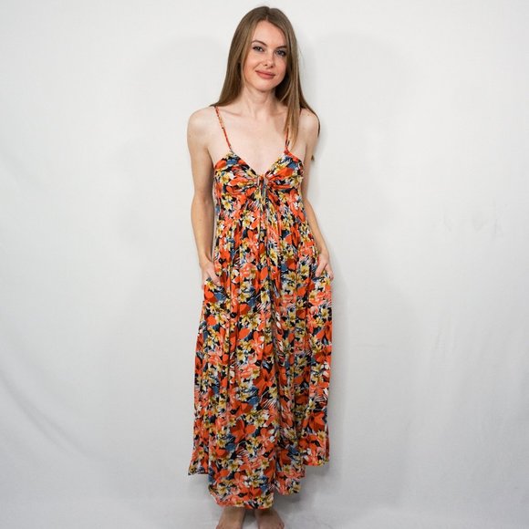 Free People Dresses & Skirts - FREE PEOPLE Bright Floral Print Maxi Dress
